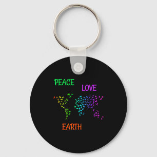 Peace Love Earth Planet Green Nature Protect Earth Keychain