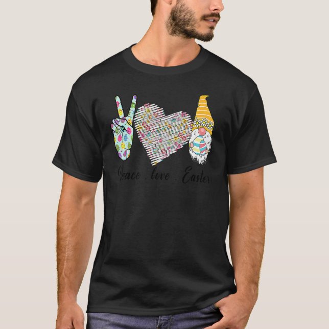 Peace Love Easter Bunny Leopard Graphic Easter Day T-Shirt (Front)