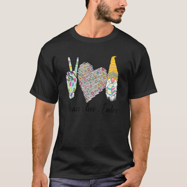 Peace Love Easter Bunny Leopard Graphic Easter Day T-Shirt (Front)