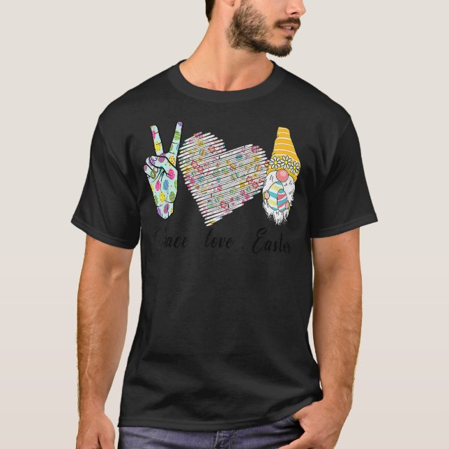 Peace Love Easter Bunny Leopard Graphic Easter Day T-Shirt (Front)