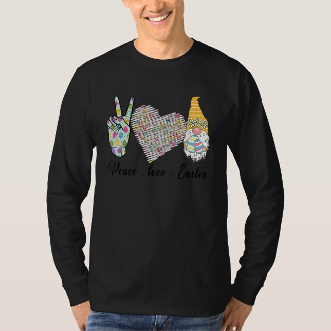 Peace Love Easter Bunny Leopard Graphic Easter Day T-Shirt (Front)