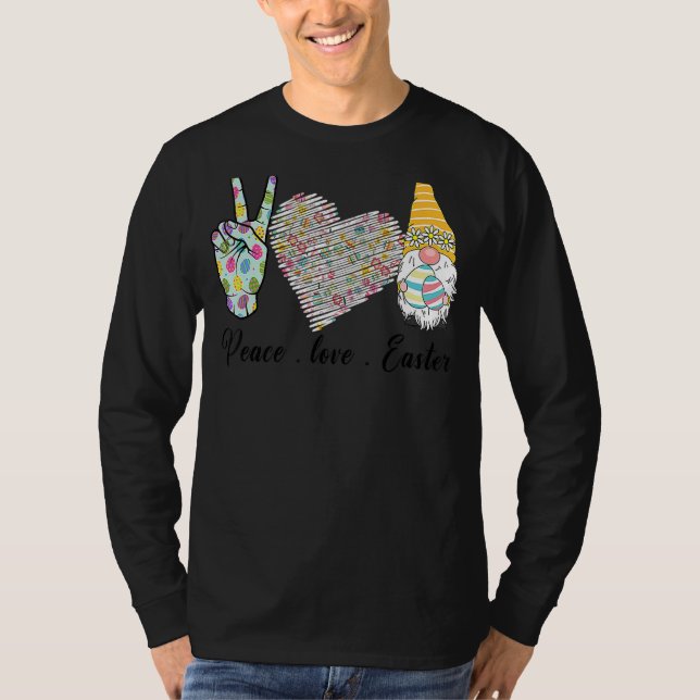 Peace Love Easter Bunny Leopard Graphic Easter Day T-Shirt (Front)