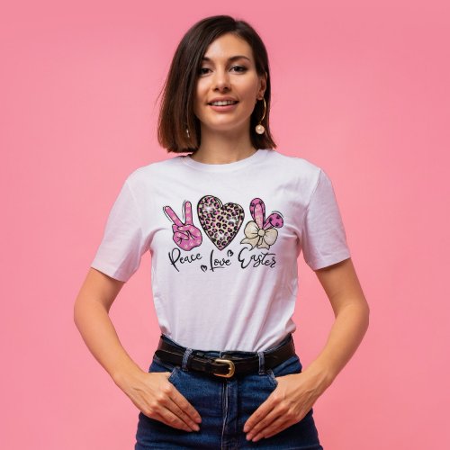 Peace Love Easter Cute Modern Purple Girly T_Shirt