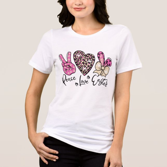 Peace Love Easter Cute Modern Purple Girly Tri-Blend Shirt (Front)