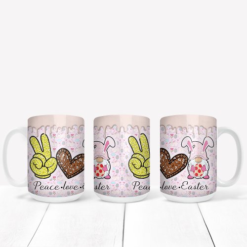 Peace Love Easter Gnome Two_Tone Coffee Mug