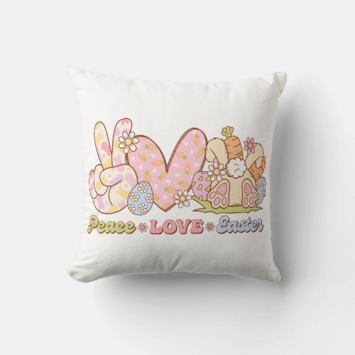 Peace Love Easter Throw Pillow