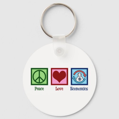 Peace Love Economics Keychain