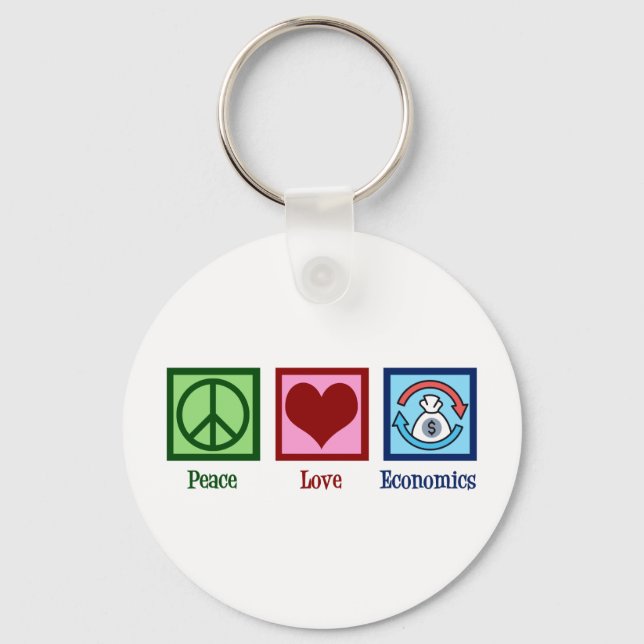 Peace Love Economics Keychain (Front)