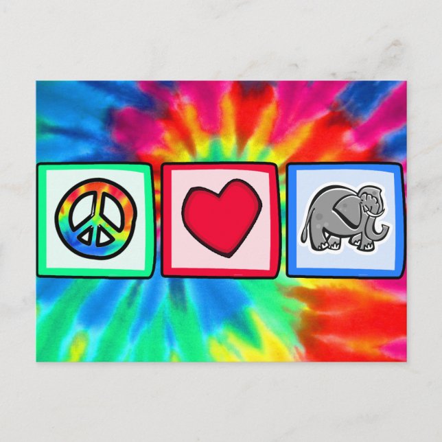 Peace, Love, Elephants Postcard (Front)
