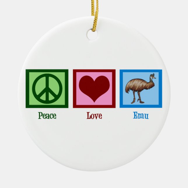 Peace Love Emu Ceramic Ornament (Front)