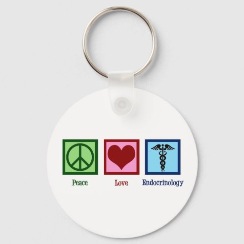 Peace Love Endocrinology Keychain