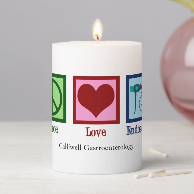 Peace Love Endoscopy Custom Clinic Pillar Candle (In Situ)