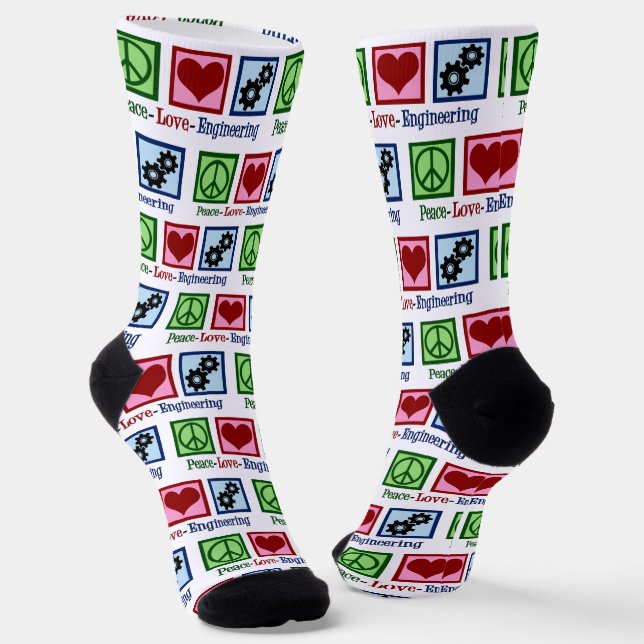 Peace Love Engineering Christmas Engineer Socks (Angled)
