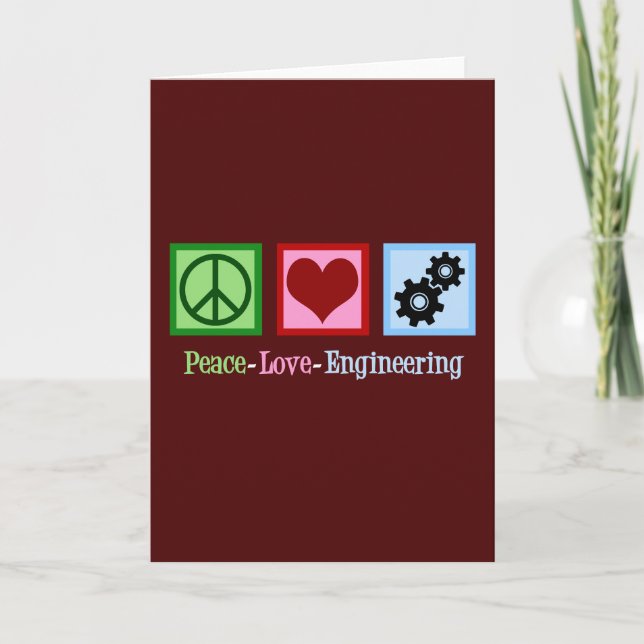 Peace Love Engineering Red Christmas Engineer Holiday Card (Front)