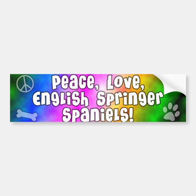 Peace Love English Springer Spaniel Bumper Sticker (Front)