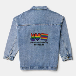 Peace Love Equality Nurse LGBT Denim Jacket