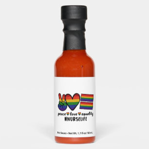 Peace Love Equality Nurse LGBT Hot Sauces