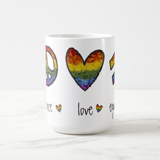 Peace Love Equality Pride Floral Coffee Mug (Center)