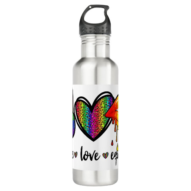 Peace, Love & Equality Stainless Steel Water Bottle (Front)