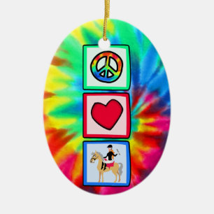 Peace, Love, Equestrian Ceramic Ornament