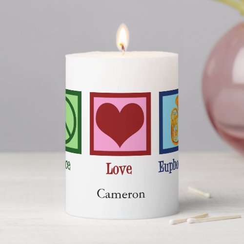 Peace Love Euphonium Customizable Gift Pillar Candle