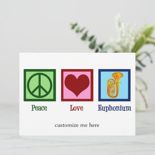 Peace Love Euphonium Cute Custom Christmas Holiday Card