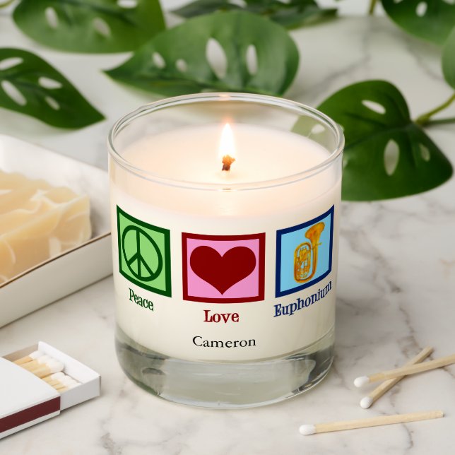 Peace Love Euphonium Cute Custom Christmas Scented Candle (Lit)