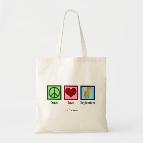 Peace Love Euphonium Cute Customizable Tote Bag