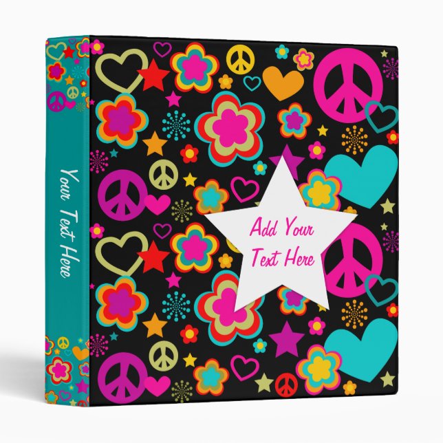 Peace Love & Everything Girly 3 Ring Binder (Front/Spine)