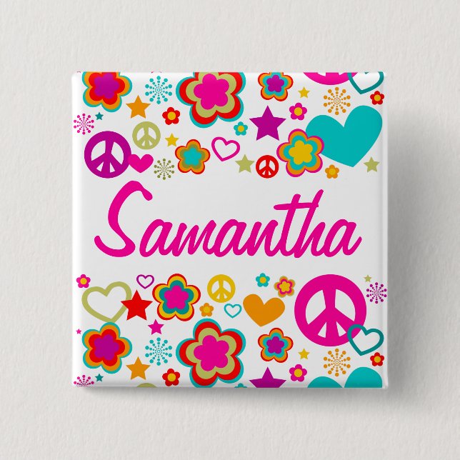Peace Love & Everything Girly Pinback Button (Front)