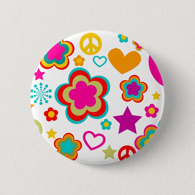 Peace Love & Everything Girly Pinback Button (Front)