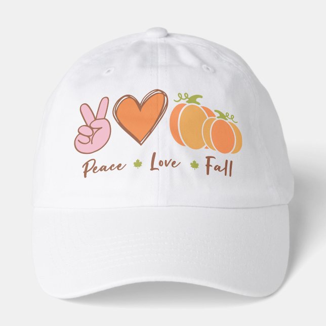 Peace Love Fall – Autumn Baseball Hat (Front)