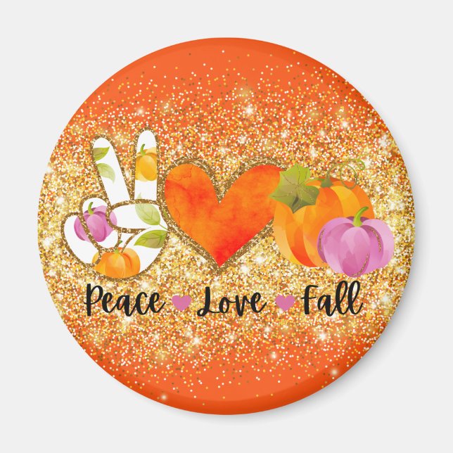 Peace Love Fall Autumn Custom Text and Color Magnet (Front)