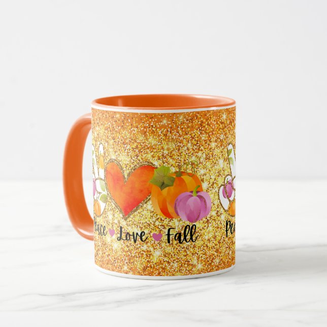 Peace Love Fall Autumn Customize Color Mug (Front Left)