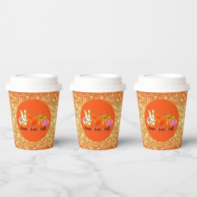 Peace Love Fall Autumn Customize Color Paper Cups (Multi)