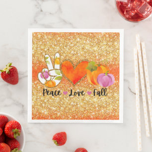 Peace Love Fall Autumn Customize Color Paper Dinner Napkins