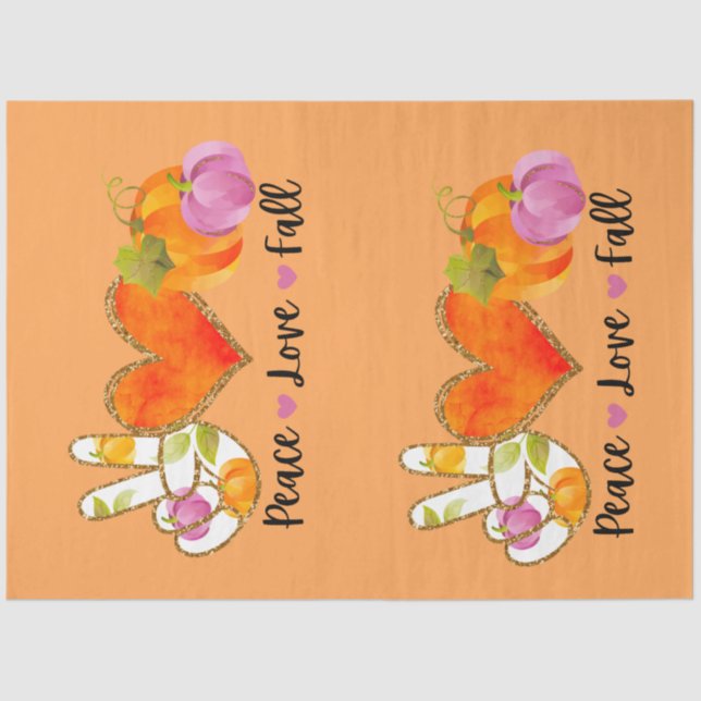 Peace Love Fall Autumn Customize Color Tissue Paper (Front)