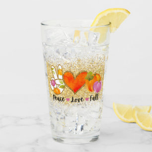 Peace Love Fall Autumn Customize Glass