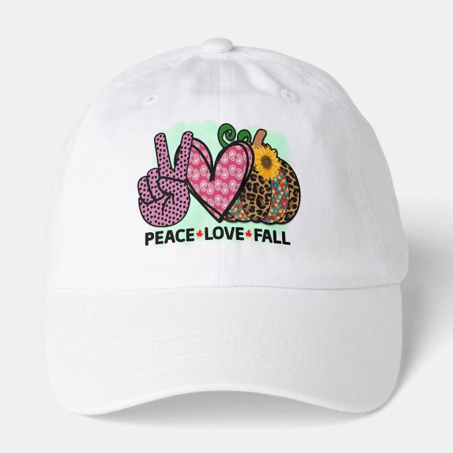 Peace Love Fall – Autumn Fall Seasonal Hat (Front)