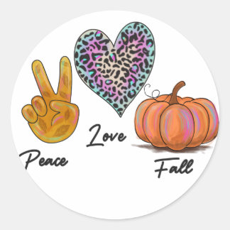 Peace Love Fall Classic Round Sticker