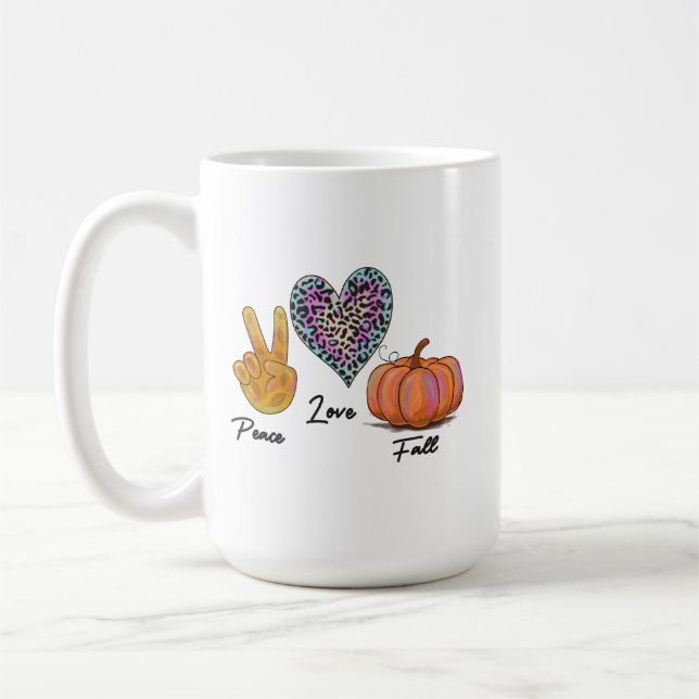 Peace Love Fall Coffee Mug (Left)