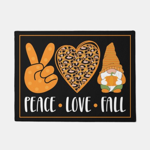 Peace Love Fall Gnome Pumpkin Doormat