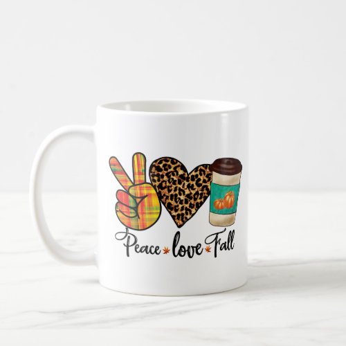 Peace Love Fall Leopard Pumpkin Spice Latte Coffee Mug