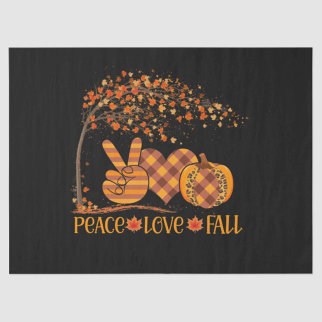 Peace Love Fall Pumpkin Autum Happy Fall Tissue Paper (Front)