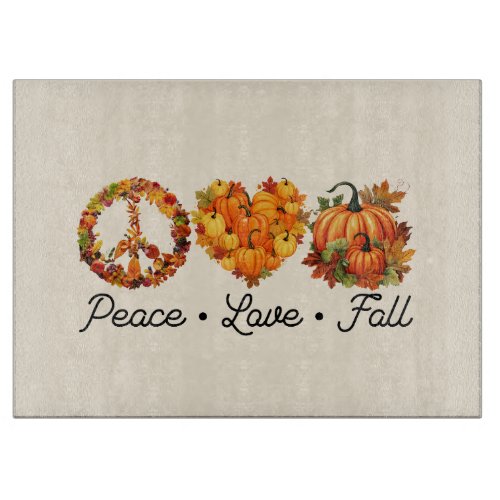 Peace Love Fall _ Pumpkins Cutting Board