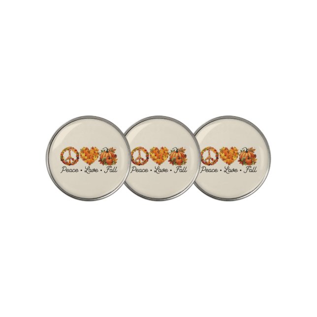 Peace, Love, Fall - Pumpkins Golf Ball Marker (3 Up)