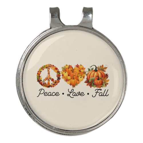 Peace Love Fall _ Pumpkins Golf Hat Clip