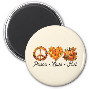 Peace, Love, Fall - Pumpkins Magnet