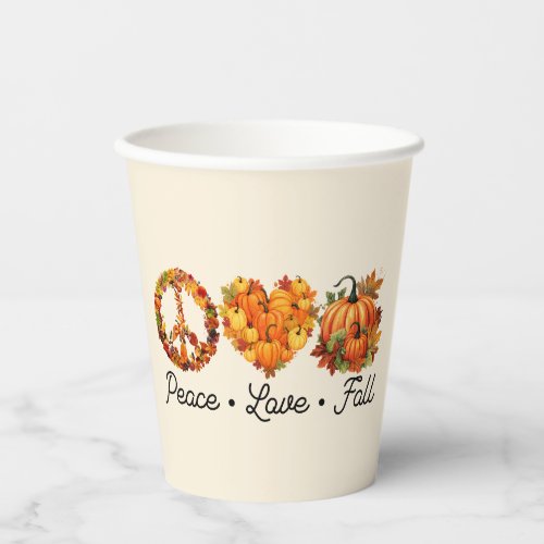 Peace Love Fall _ Pumpkins Paper Cups