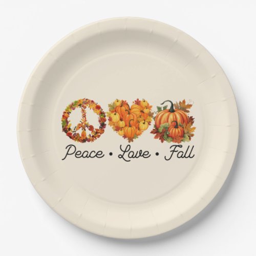 Peace Love Fall _ Pumpkins Paper Plates